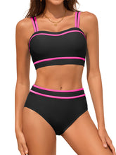 ZAFUL Women's Bikini Sets High Waisted Two Piece Color Block Swimsuits 2025 Cheeky Bathing Suits